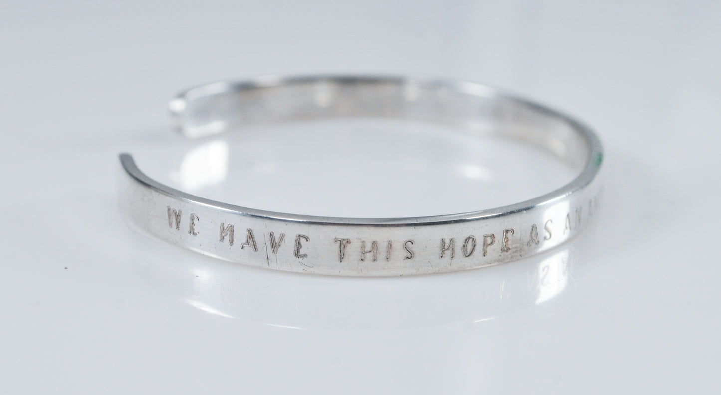 Signed Sterling Silver Bible Quote Cuff Bracelet