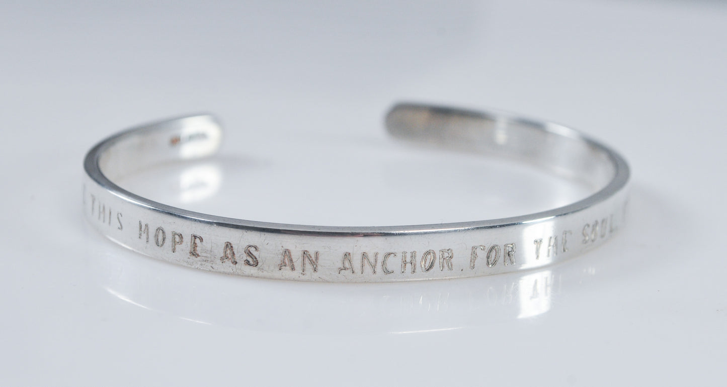 Signed Sterling Silver Bible Quote Cuff Bracelet