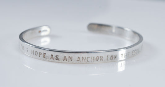 Signed Sterling Silver Bible Quote Cuff Bracelet