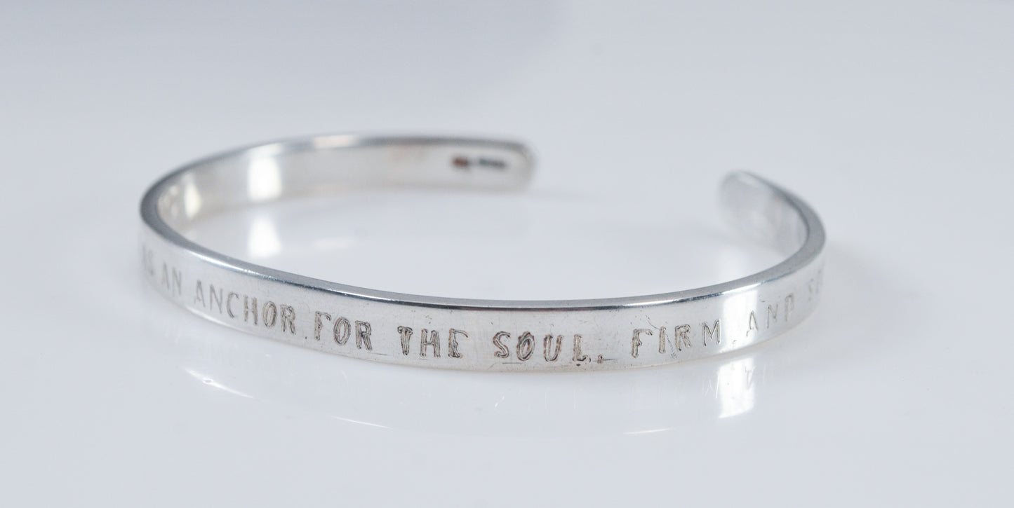 Signed Sterling Silver Bible Quote Cuff Bracelet