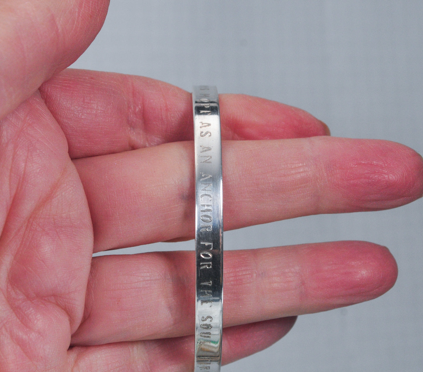 Signed Sterling Silver Bible Quote Cuff Bracelet