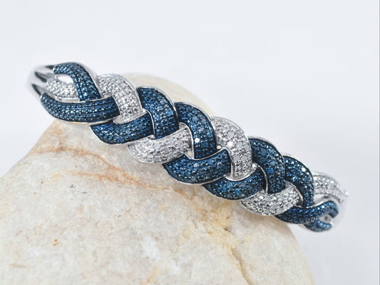 925 Sterling Silver Diamond Bangle Bracelet