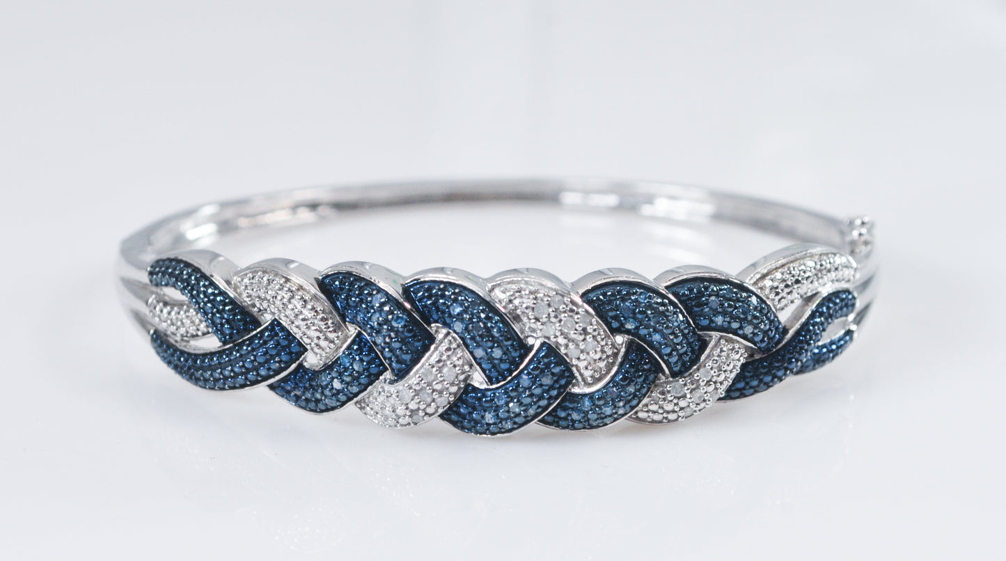 925 Sterling Silver Diamond Bangle Bracelet