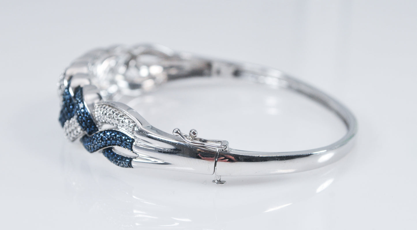 925 Sterling Silver Diamond Bangle Bracelet