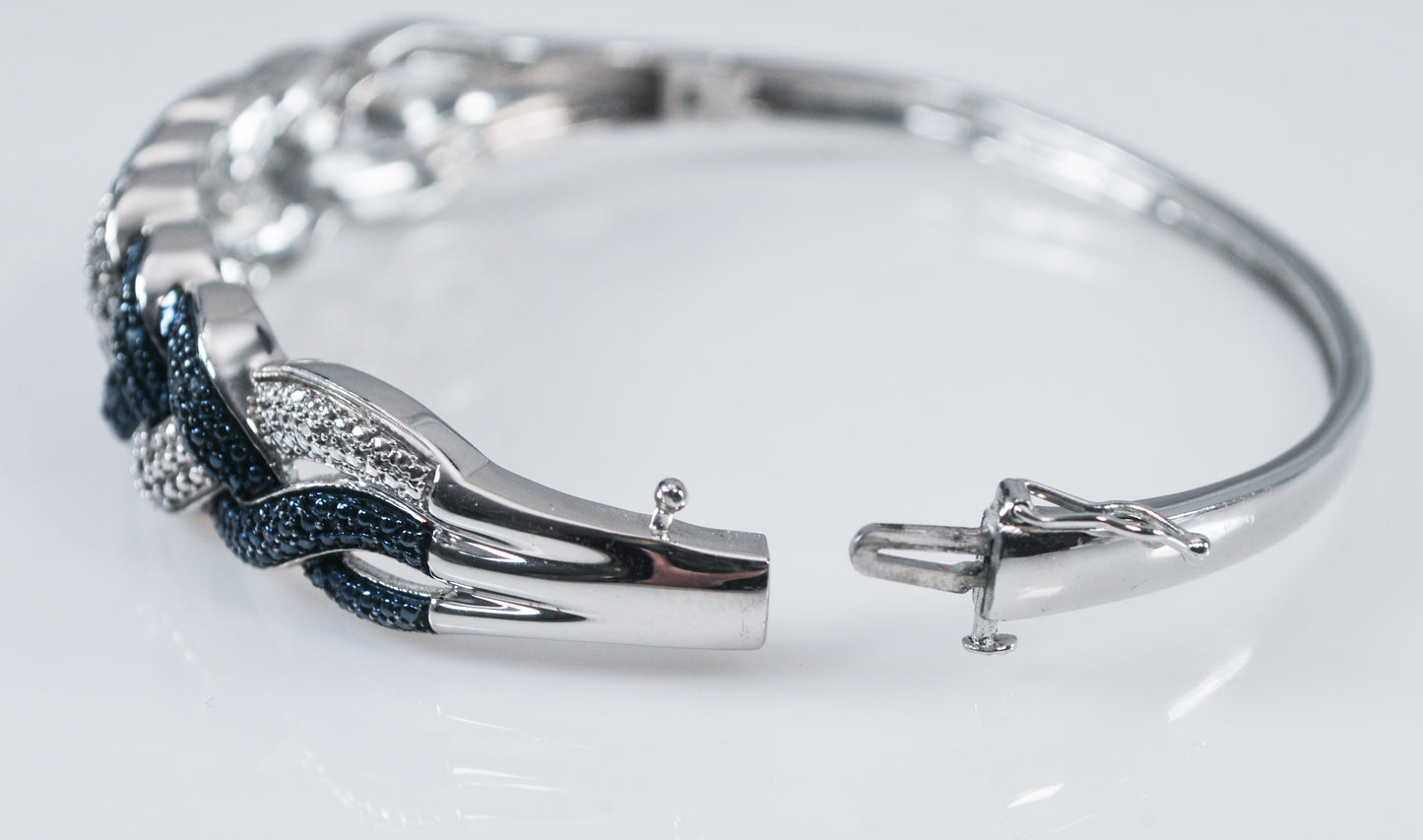 925 Sterling Silver Diamond Bangle Bracelet