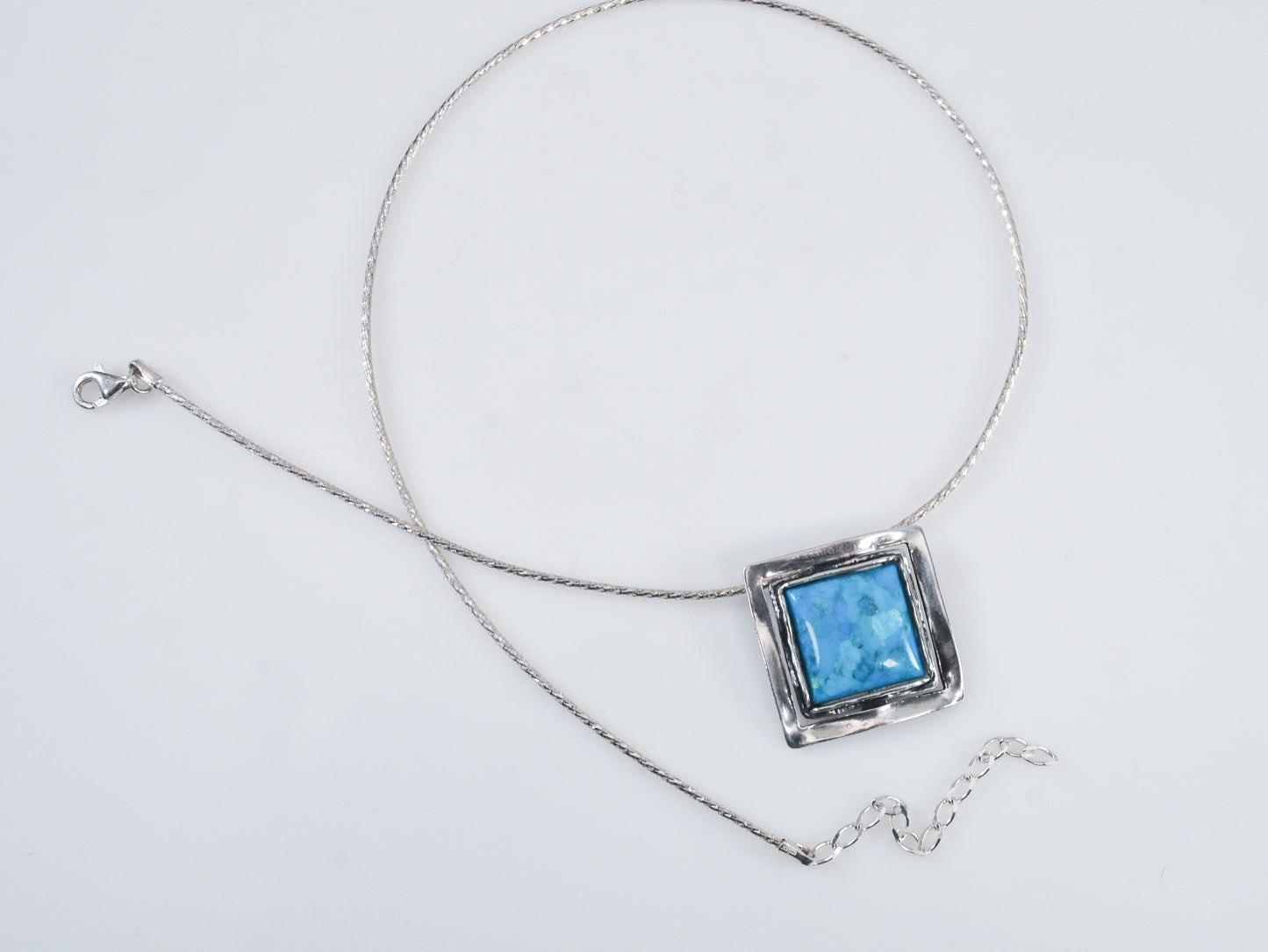 Silpada Sterling Silver Square Hammered Turquoise Necklace