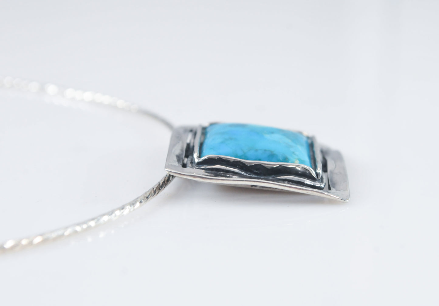 Silpada Sterling Silver Square Hammered Turquoise Necklace