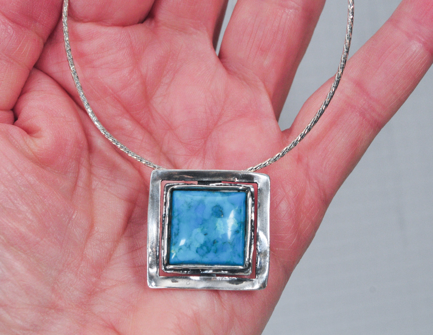 Silpada Sterling Silver Square Hammered Turquoise Necklace