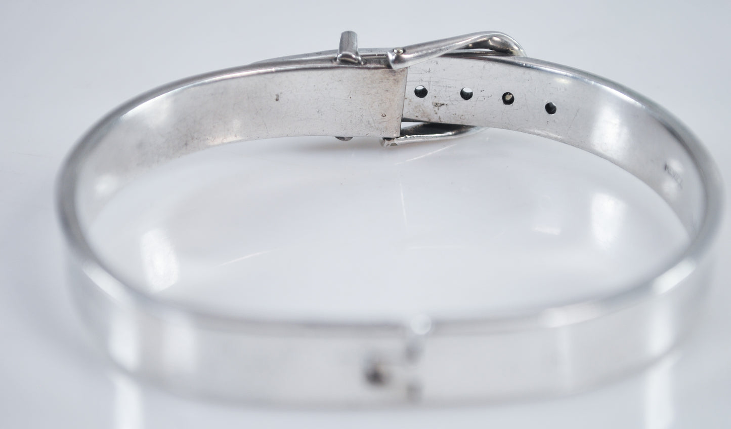 Heavy Taxco Sterling Silver Buckle Bangle Bracelet
