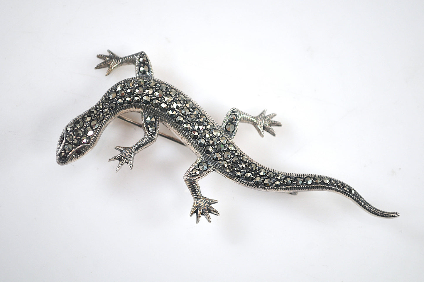 Vintage Germany Sterling Silver Lizard Brooch