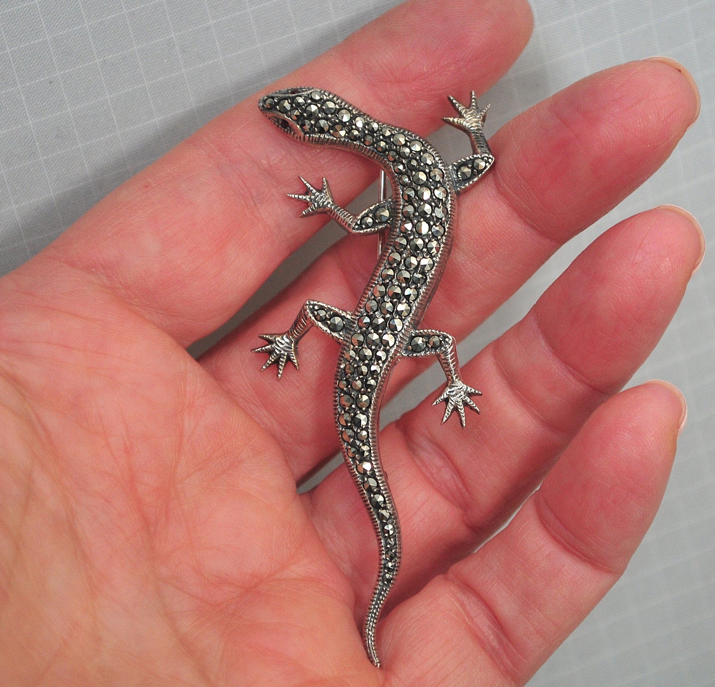 Vintage Germany Sterling Silver Lizard Brooch