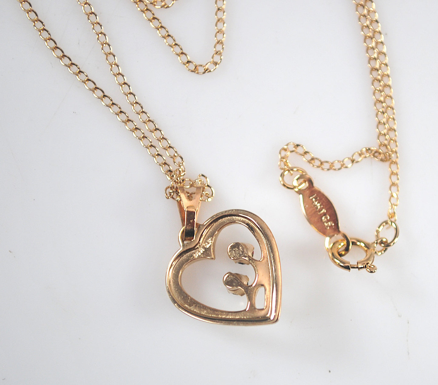 Vintage Gold Filled Garnet Heart Necklace