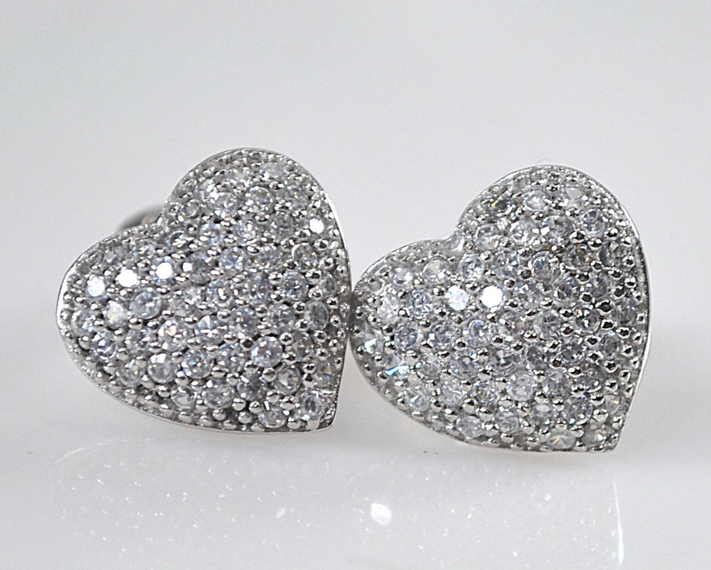 Designer Sterling Silver CZ Heart Earrings