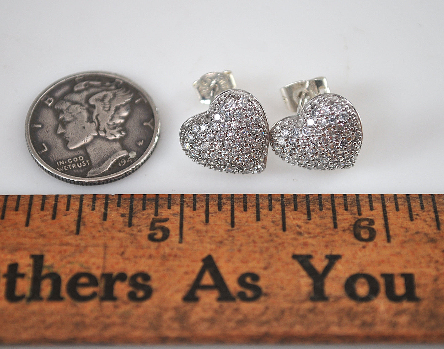 Designer Sterling Silver CZ Heart Earrings