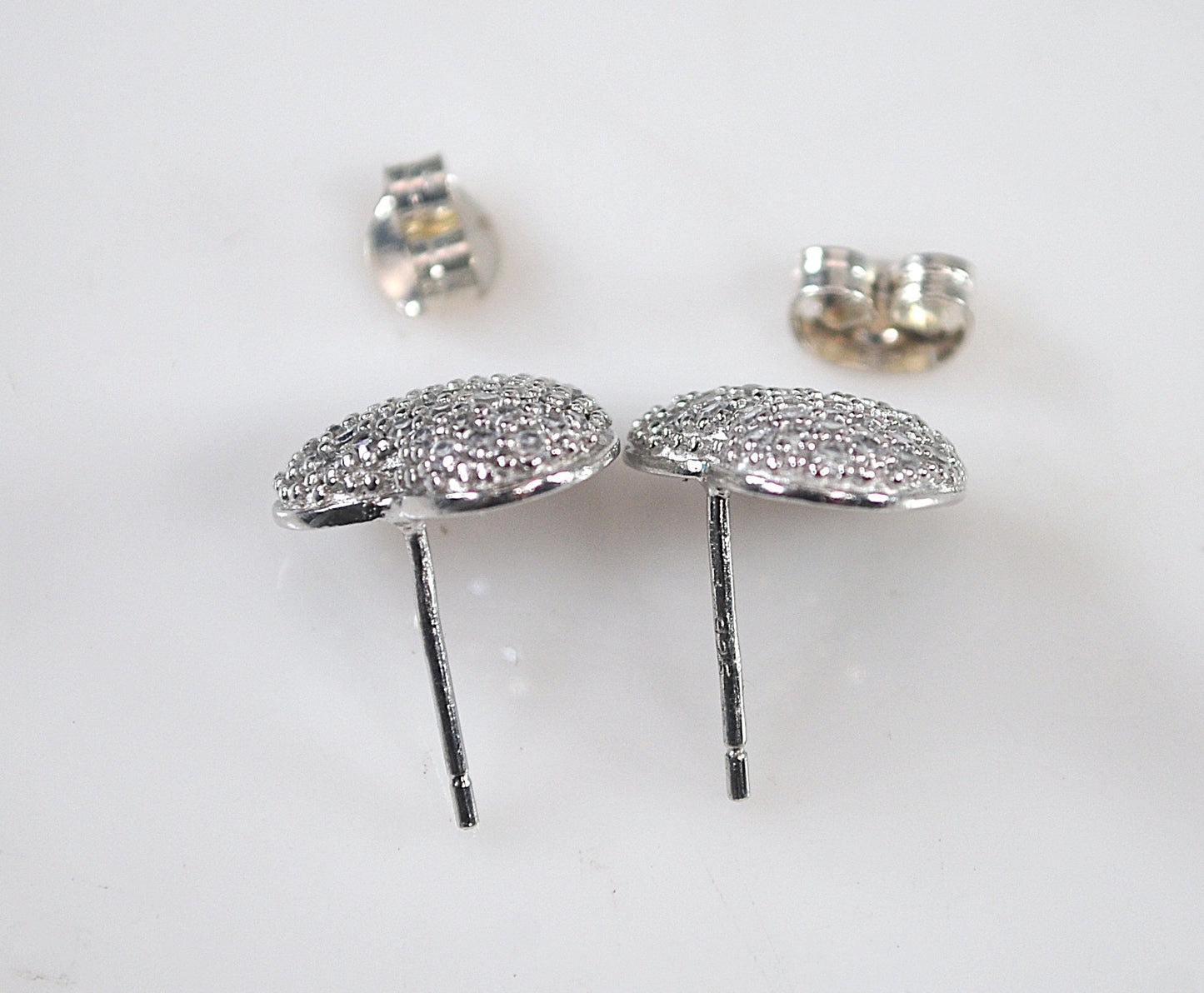 Designer Sterling Silver CZ Heart Earrings