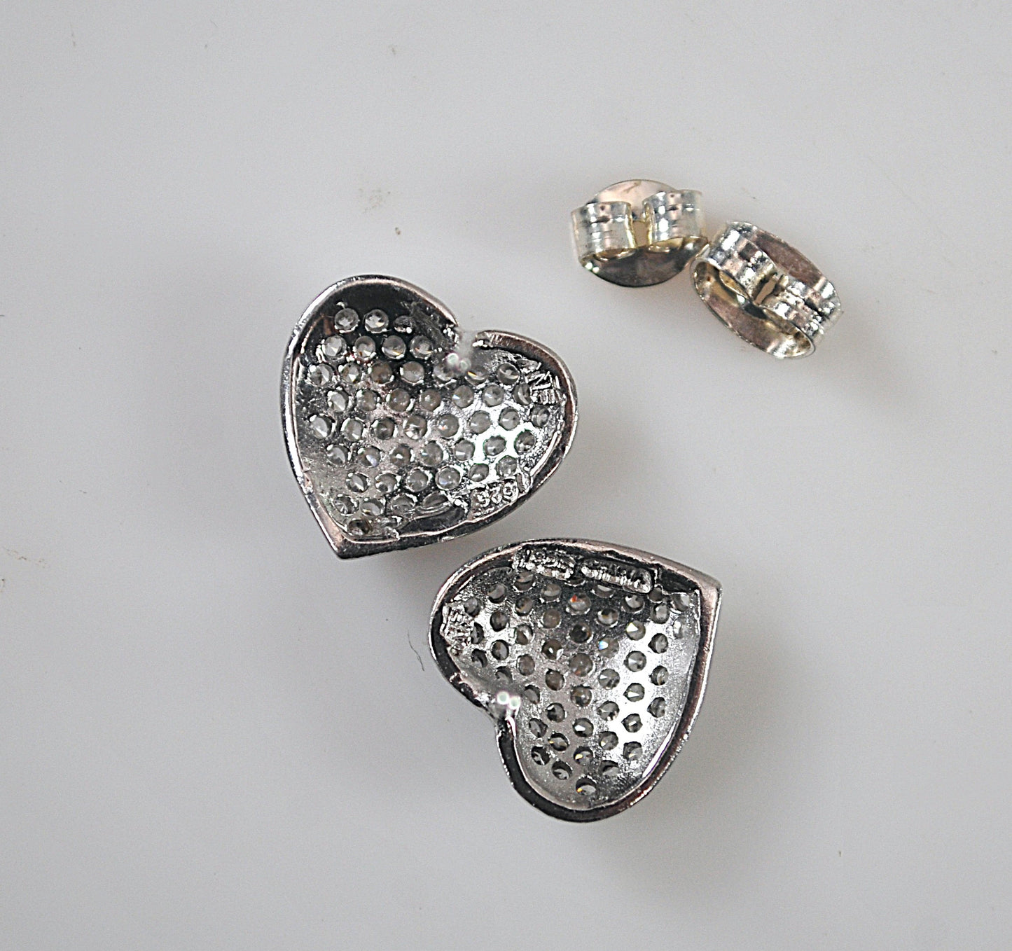 Designer Sterling Silver CZ Heart Earrings