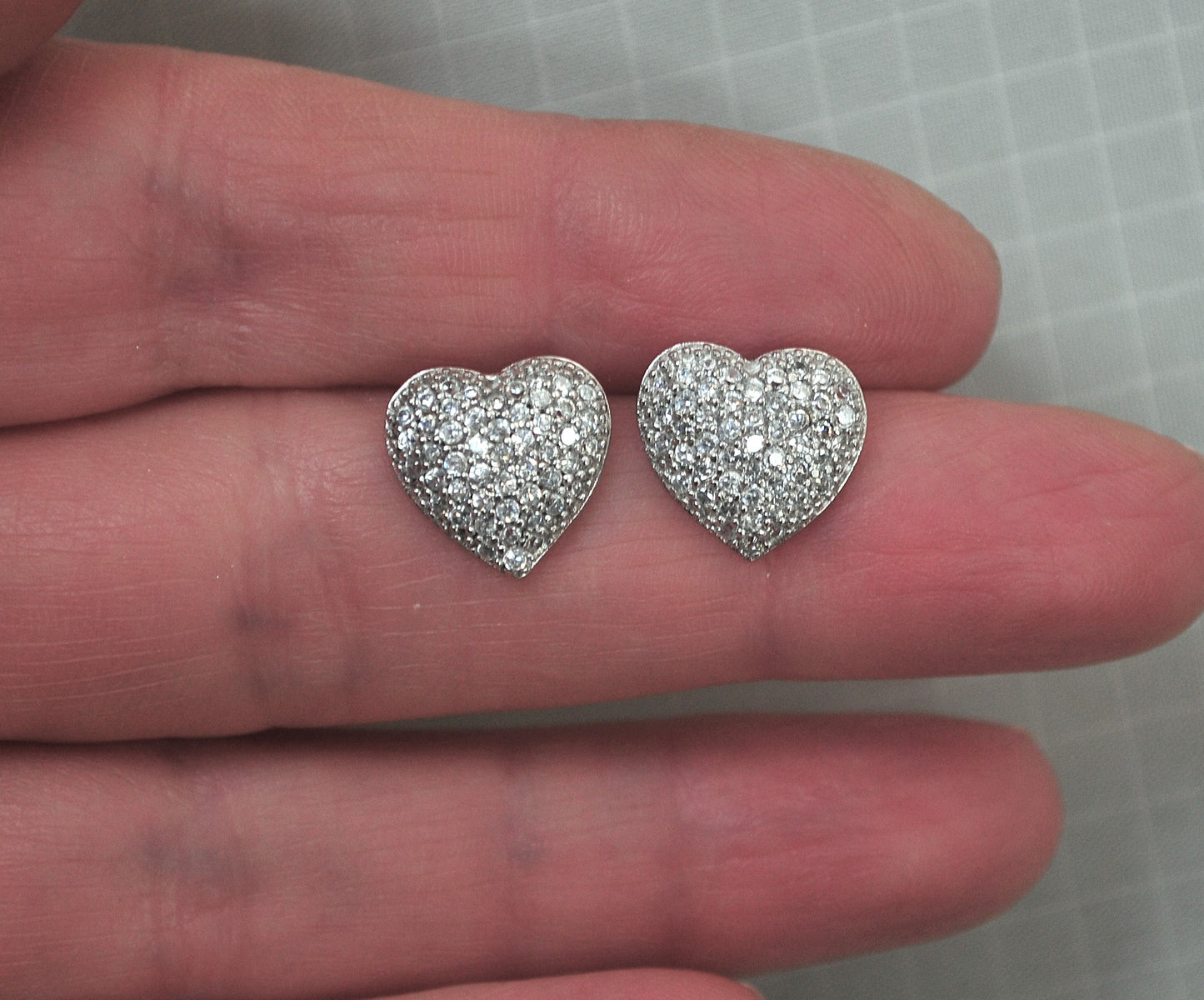 Designer Sterling Silver CZ Heart Earrings