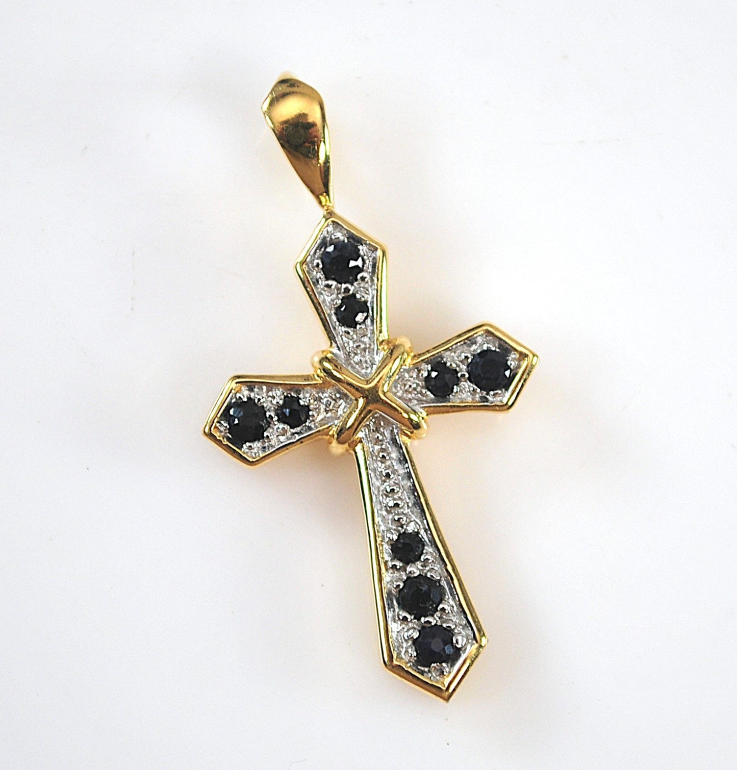 Stering Silver Sapphire Cross Pendant