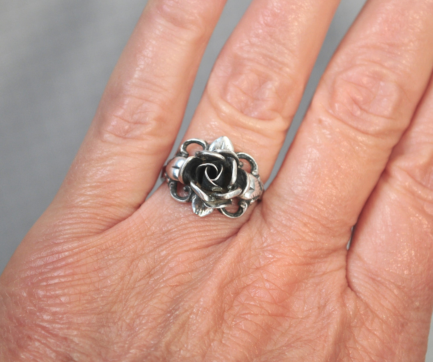 Vintage Theodor Klotz TEKA 925 Rose Ring