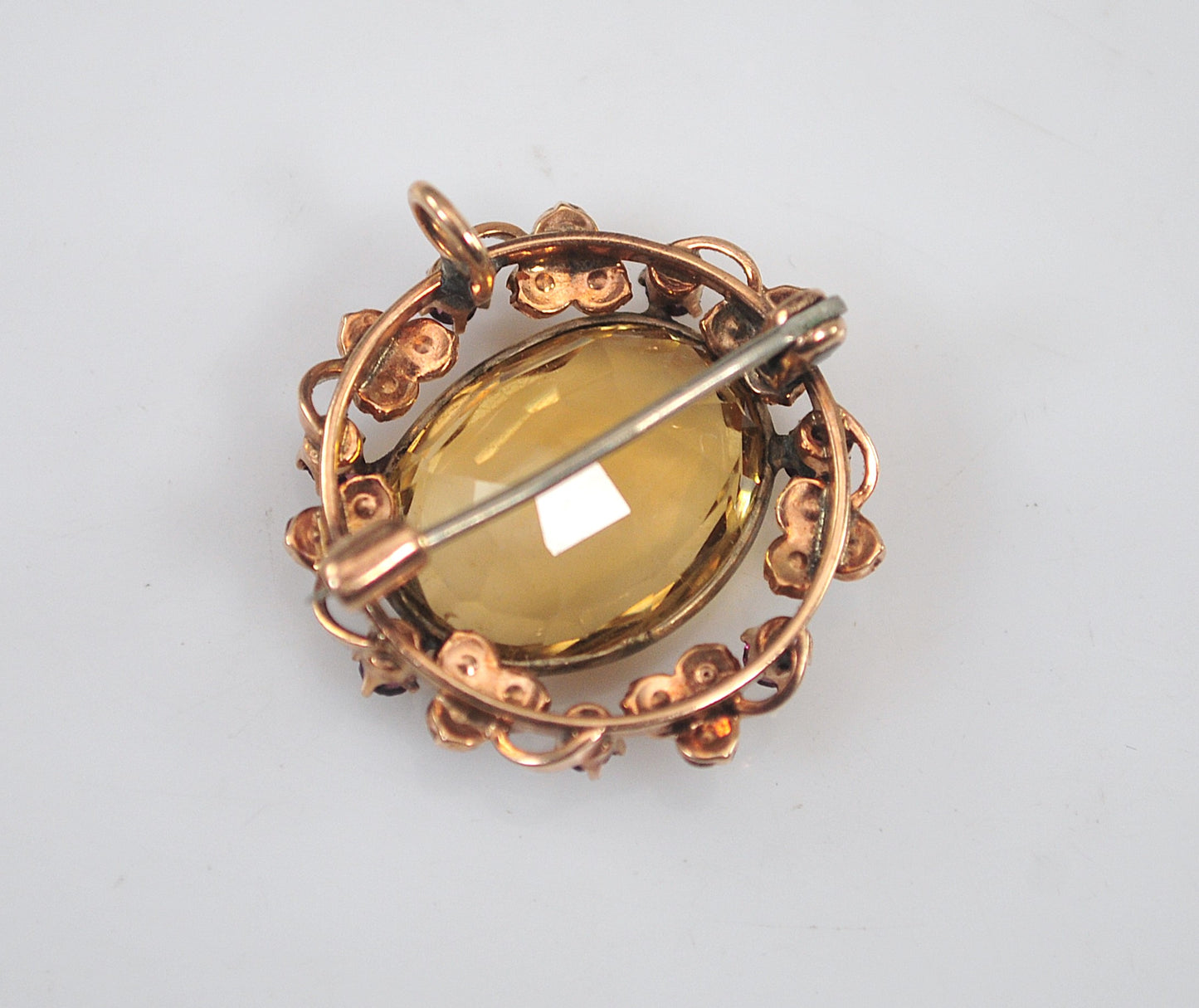 Antique 10K Gold Citrine Brooch Pendant