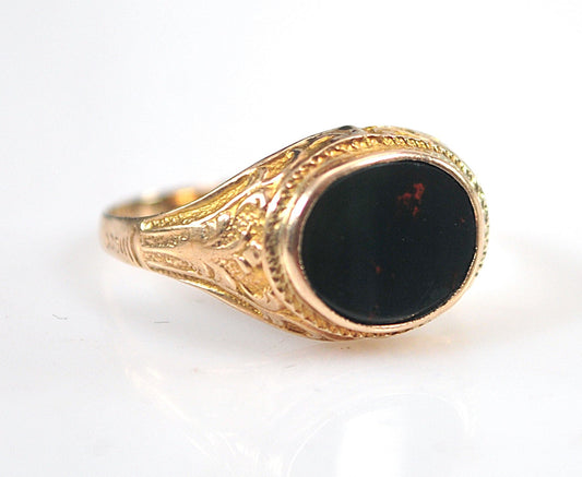 Antique 10K Bloodstone Ring