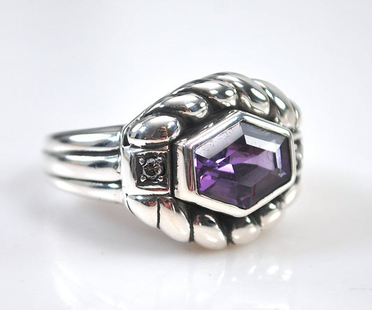 Judith Ripka Sterling Silver Amethyst Ring
