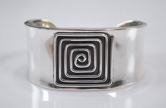 Wide Mexico CII Sterling Silver Cuff Bracelet