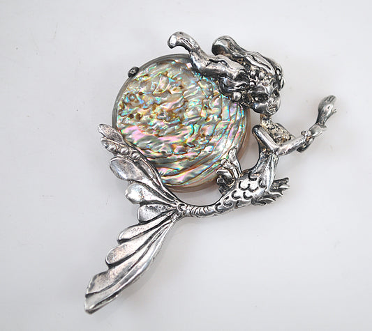 Cyvra Sterling Silver Mermaid Brooch