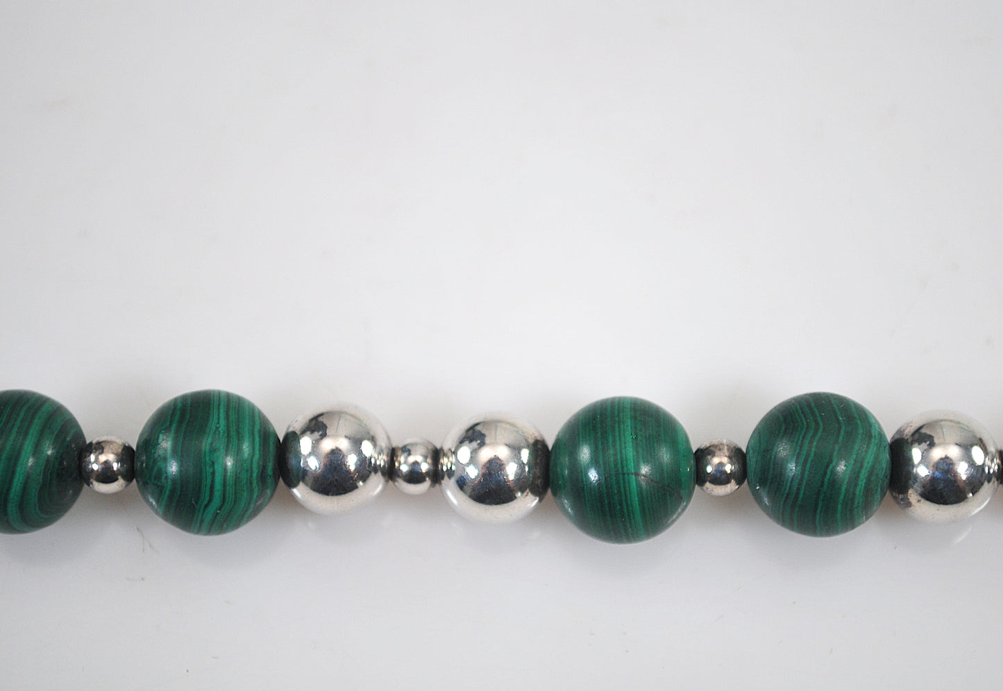 Authentic Tiffany & Co. Sterling Silver 10mm Malachite Ball Bracelet
