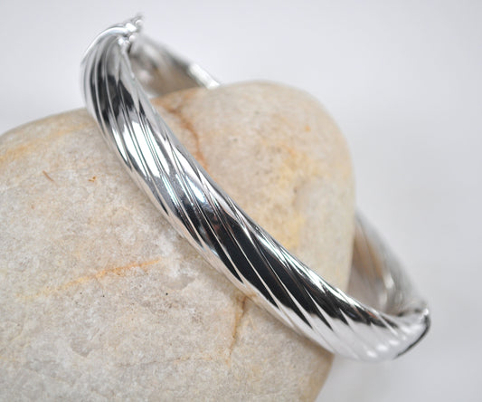 Milor 925 Italy Ribbed Bangle Bracelet