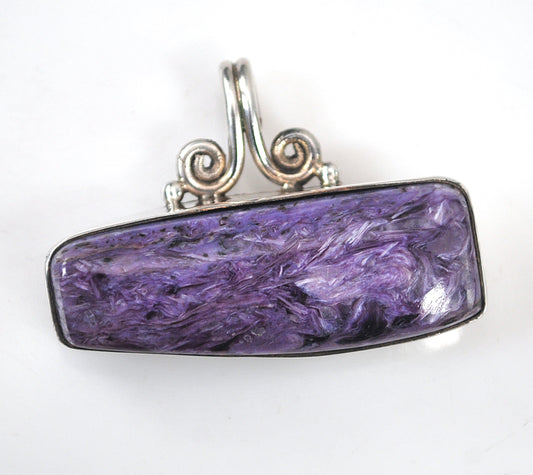 Sterling Silver Geometric Charoite Pendant