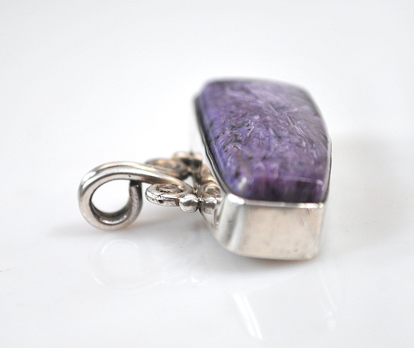 Sterling Silver Geometric Charoite Pendant