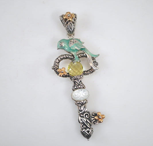 Barbara Bixby Sterling Silver 18K Gold Bird Key Enhancer Pendant