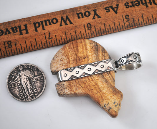 Large Carolyn Pollack Sterling Silver Jasper Bear Pendant