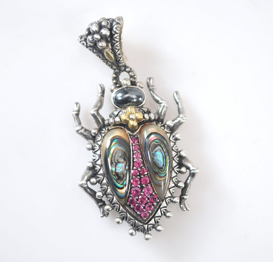 Barbara Bixby Sterling Silver 18K Gold Beetle Enhancer Pendant