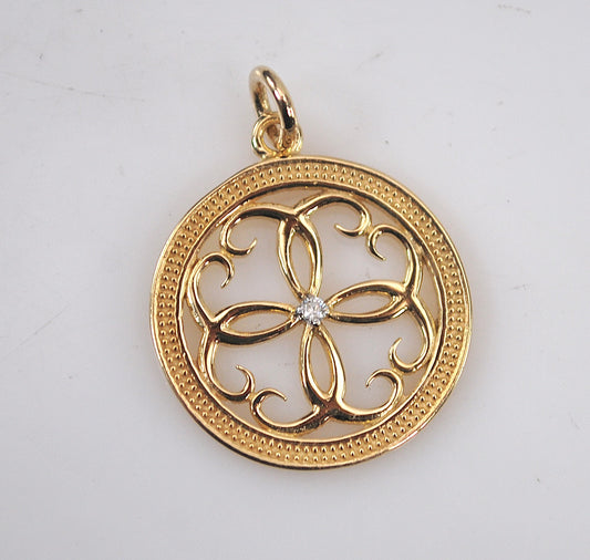 Signed 14K Gold Diamond Pendant