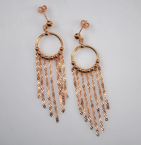 Long 14K Rose Gold Fringe Earrings