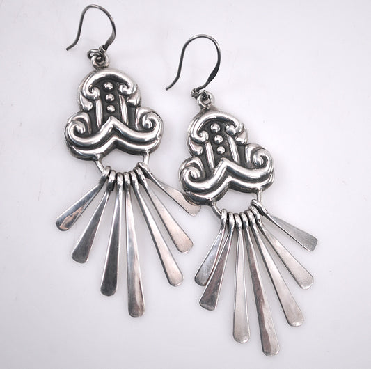 Statement Taxco Mexico Sterling Silver Earrings