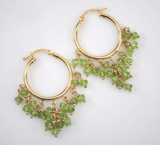 Gold over Sterling Silver Peridot Hoop Earrings