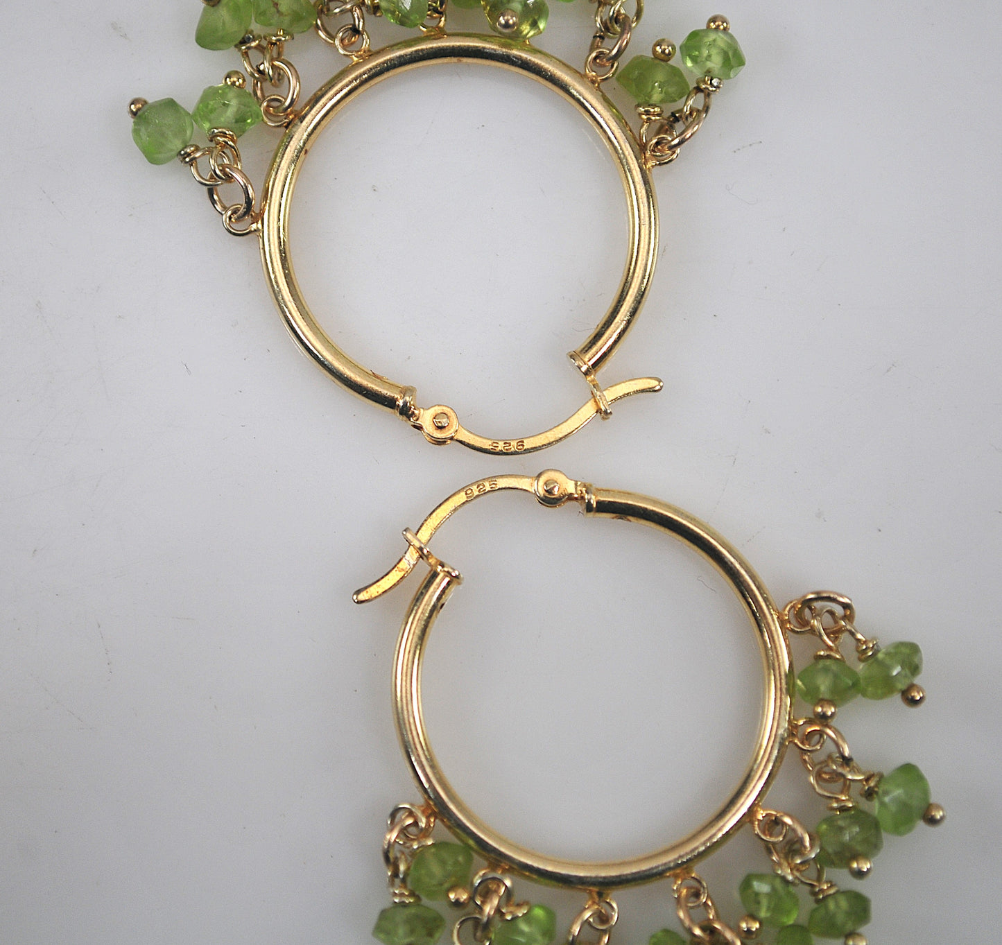 Gold over Sterling Silver Peridot Hoop Earrings