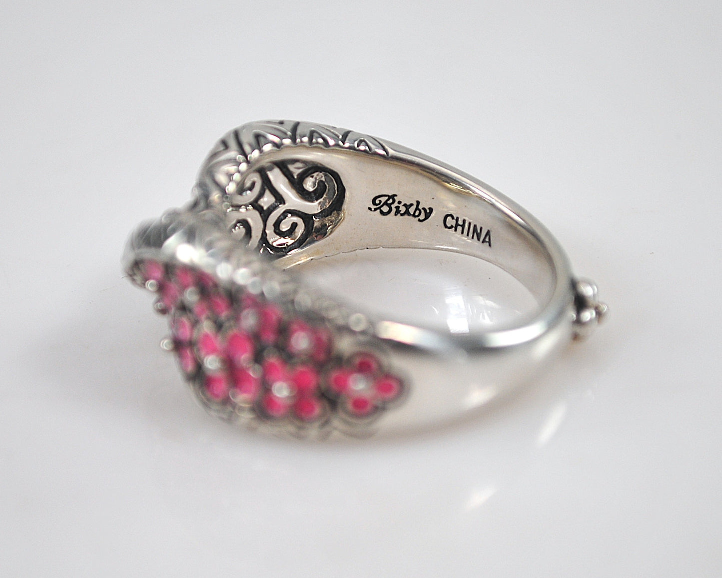 Barbara Bixby Sterling Silver Pink Enamel Ring