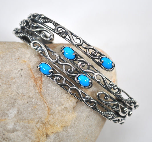 Carolyn Pollack Relios Sterling Silver Turquoise Bangle Bracelet