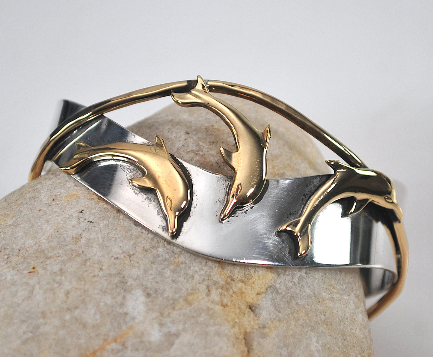 Courtney Peterson Sterling Silver Brass Dophin Cuff Bracelet