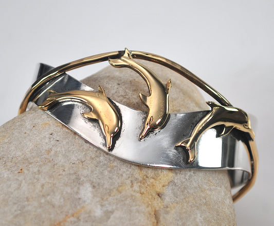 Courtney Peterson Sterling Silver Brass Dophin Cuff Bracelet