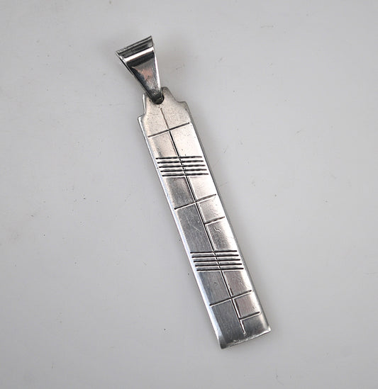 Brian De Staic Ogham Sterling Silver Bar Pendant