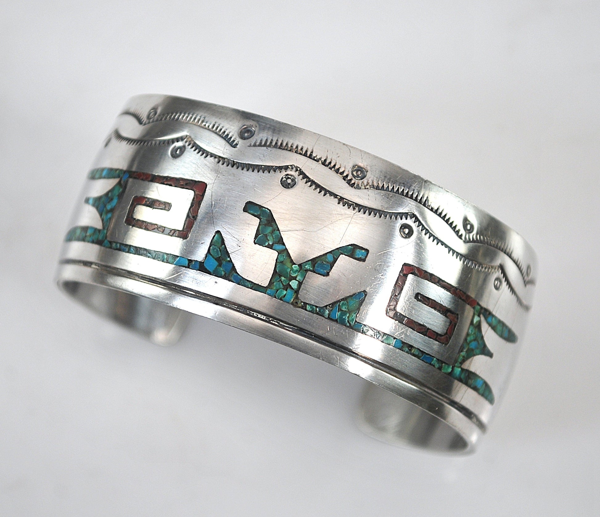 Navajo Crushed  Stone Inlay Cuff Bracelet