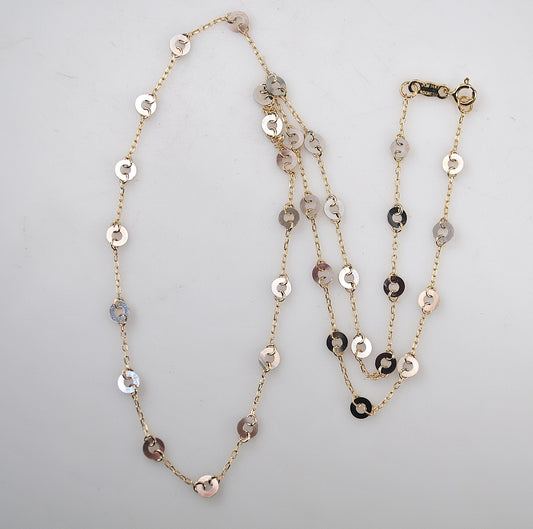 Designer 14K Gold Two Tone Station Necklace