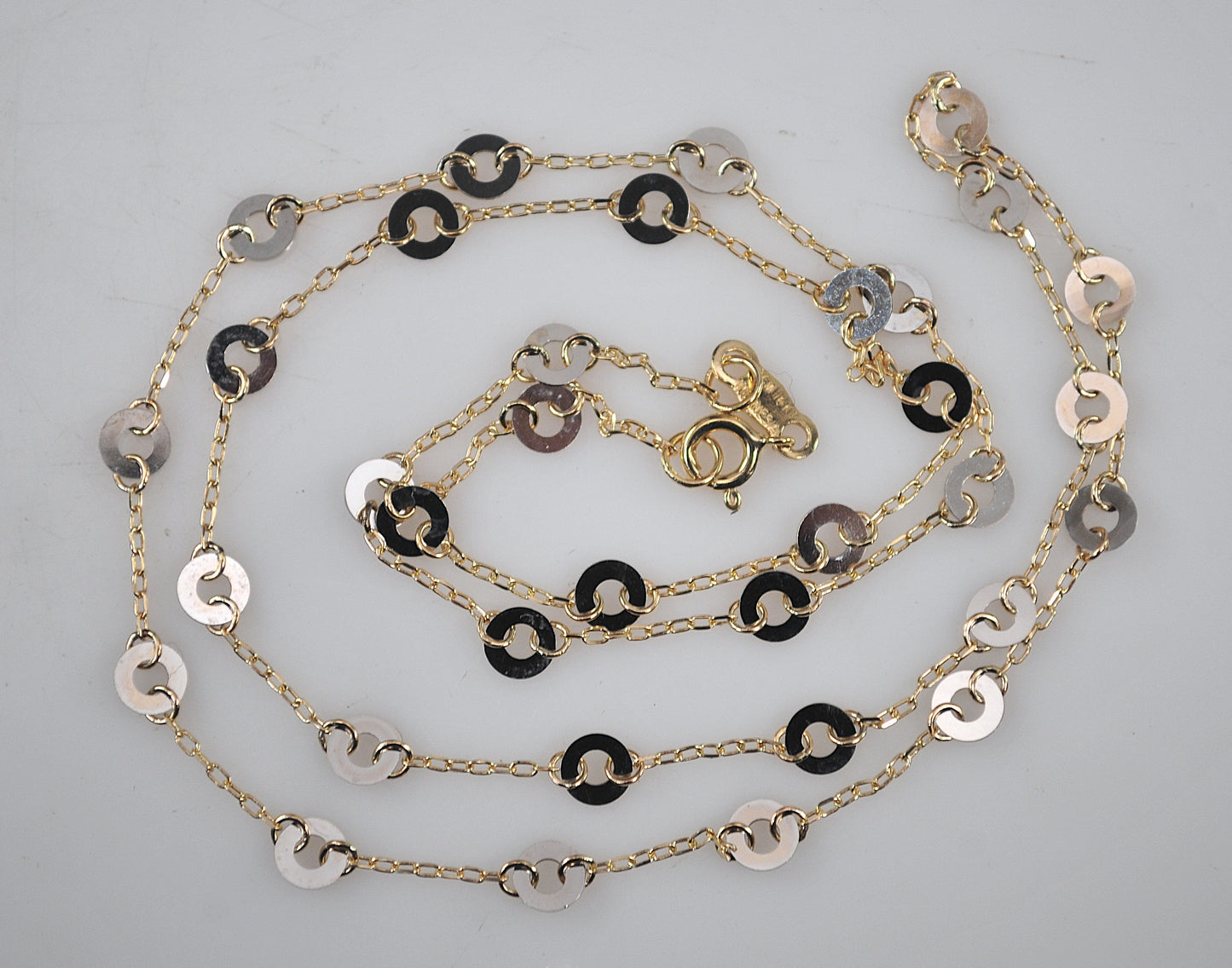 Designer 14K Gold Two Tone Station Necklace