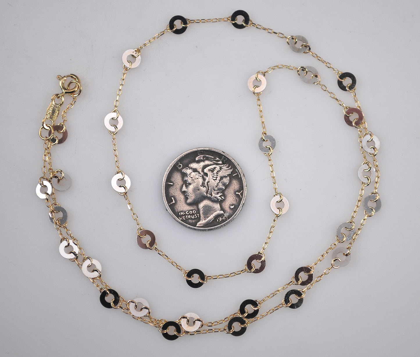 Designer 14K Gold Two Tone Station Necklace