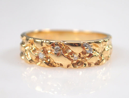 14K Gold Diamond Nugget Ring